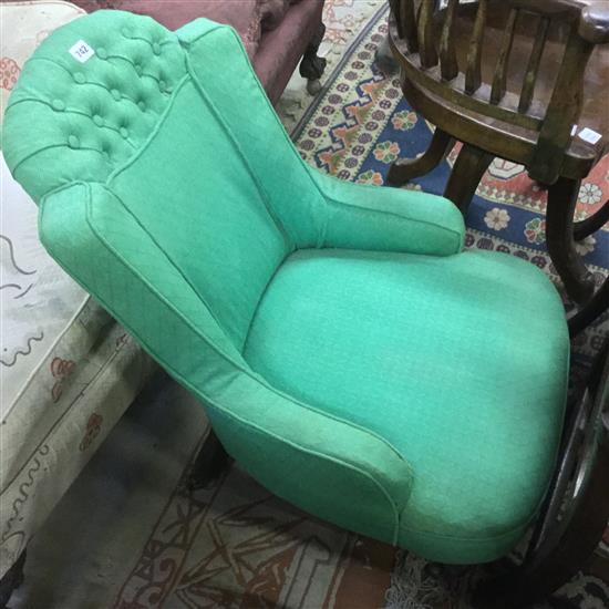 Victorian green upholstered nursing chair